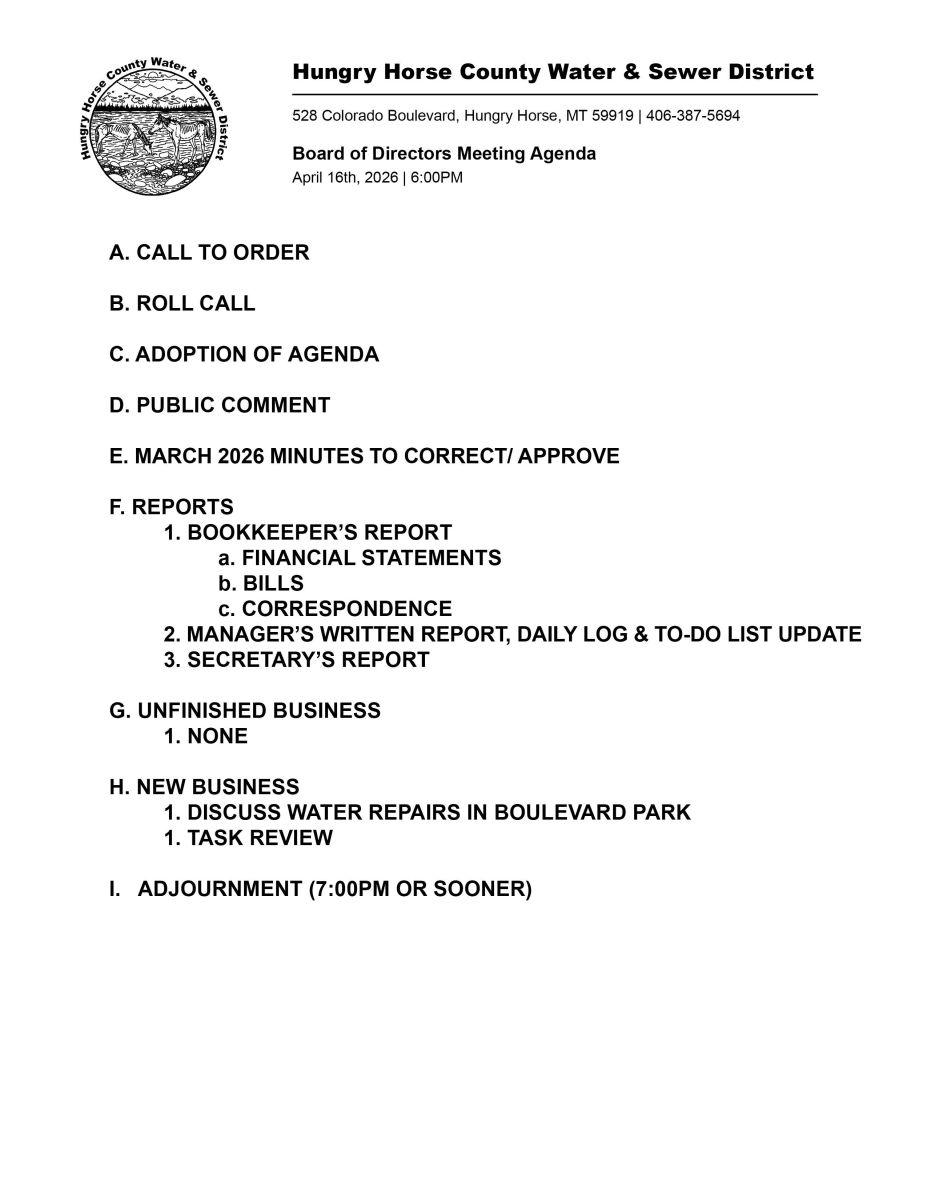 April 2026 Agenda