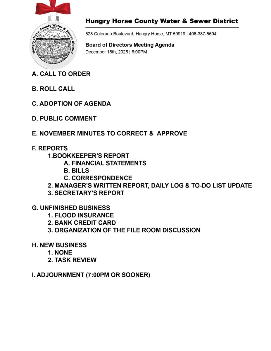 December 2025 Agenda